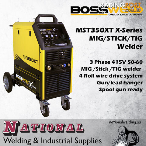 MIG/STICK/TIG Welder 350XT X-Series Bossweld 699635