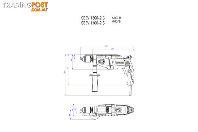 Impact Drill SBEV 1100-2 S 220-240V Metabo 600784500