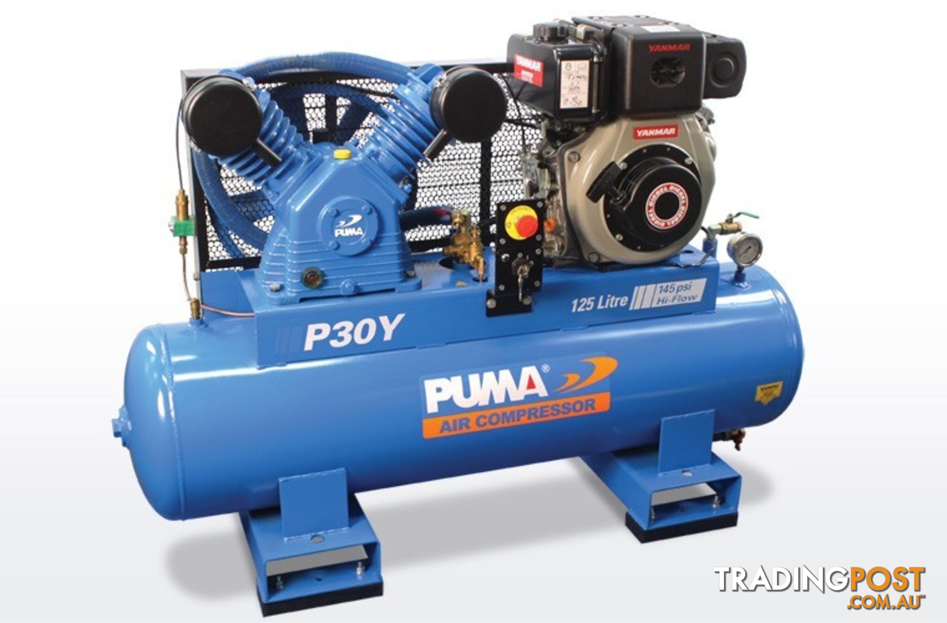Air Compressor Electric Start Yanmar Diesel 125 Litres Puma PU P30Y ES