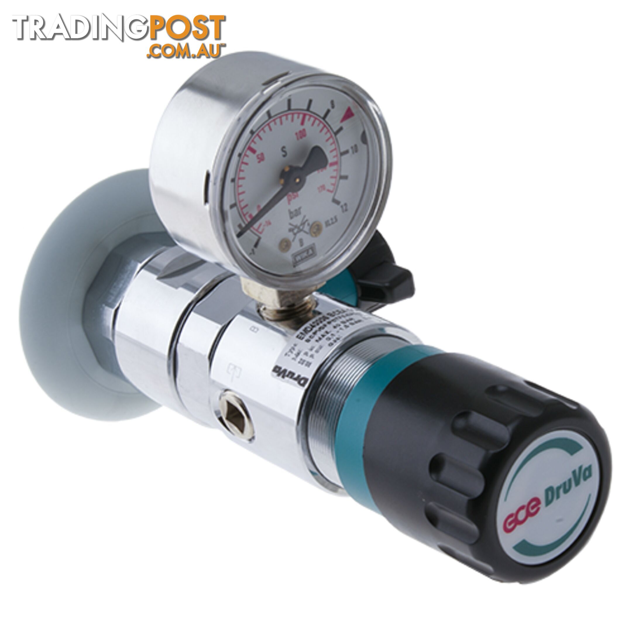 Druva Wall Mounted Point of Use Regulator Chrome Plated In: 4,000 kPa Out: 100 kPa