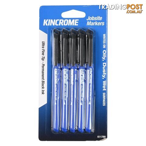 Permanent Marker Ultra Fine Tip Black 5 Pack Kincrome K11780