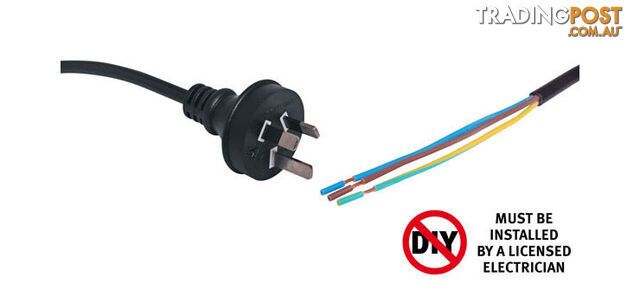 Power Cable 10A 3 Pin 2 Metres Black Bare Ends P8405E
