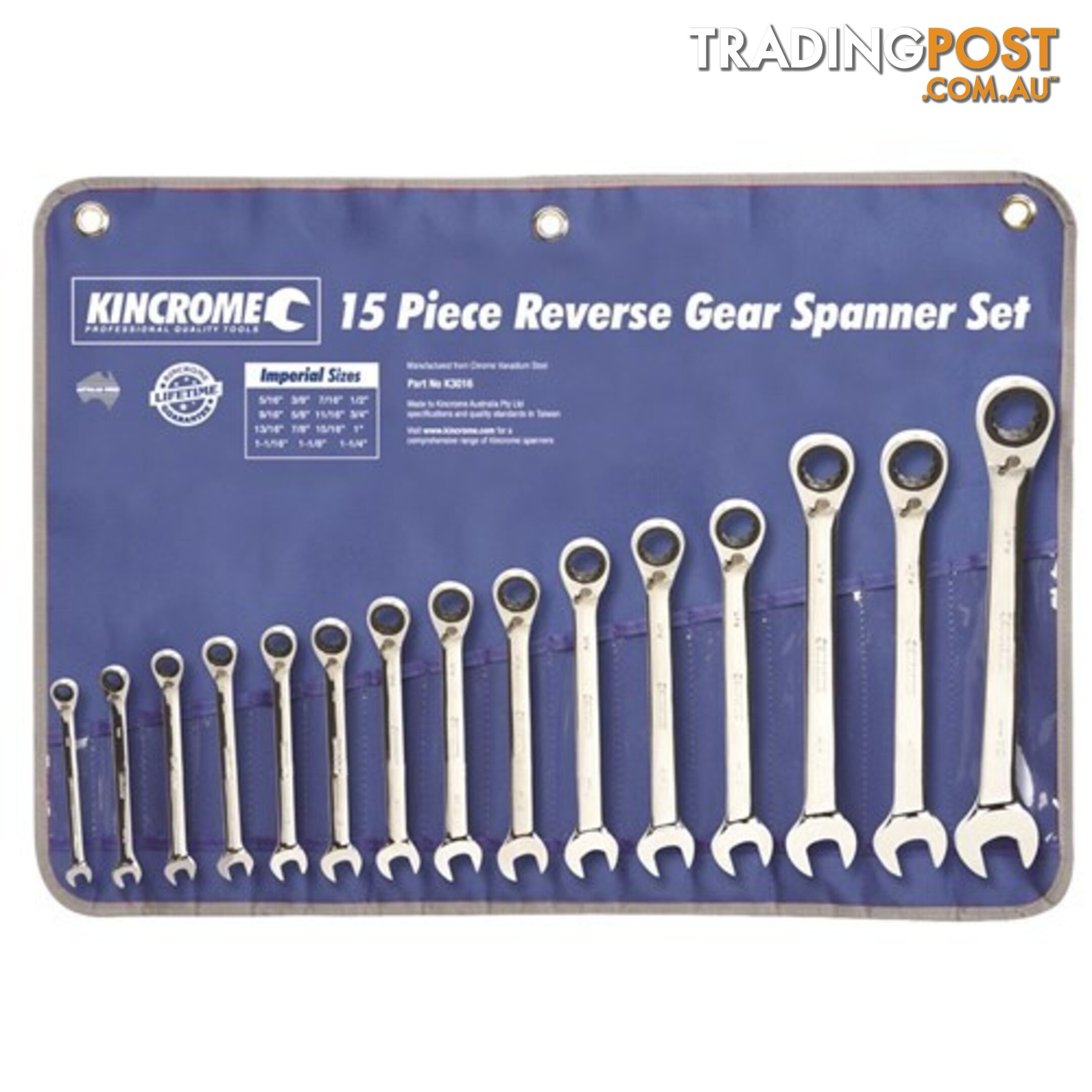 Combination Gear Spanner Set 15 Piece Kincrome K3015