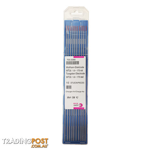 Tungsten Electrodes Thoriated 2% 1.6mm x 175mm Binzel 700.0080 Pkt : 10