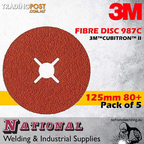 Fibre Disc 987C 125mm 80+ 3M™Cubitron™ II 7000028200 Pack of 5 - photo 2 of 3