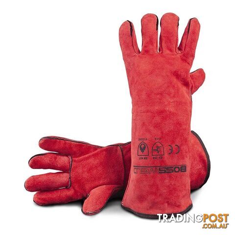 Left Hand Red Welding Gloves - Two Left Handed Gloves 40 Cm 700010L