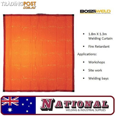 Welding Curtain / Screen 1.8 Metres X 1.3 Metres Orange Bossweld 700107
