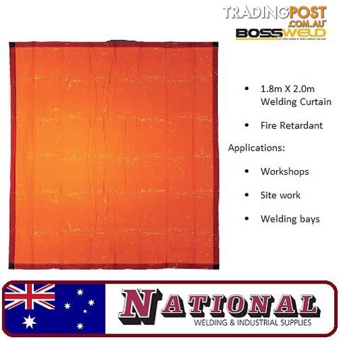 Welding Curtain / Screen 1.8 Metres X 2.0 Metres Orange Bossweld 700108