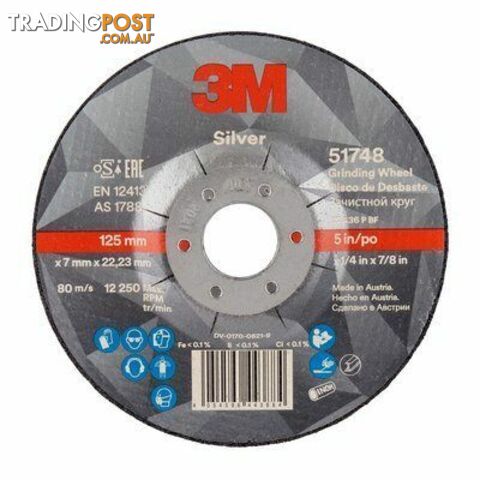 Grinding Wheel 125 X 7 X 22.23mm (5'') 3M 7100141086 (51748) Pack of 20