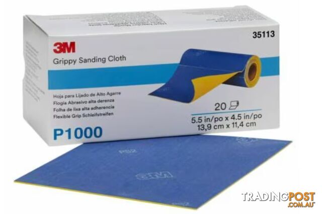 Grippy Sanding Cloth 35113, P1000, 140mm x 114mm 20 Sheets/Roll 7100142935 3M™...