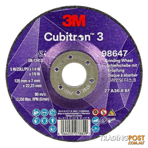 98647 Cubitron™ 3 Grinding Wheel 125x7x22mm 36G 7100303982 3M XC991967545
