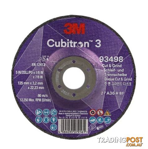 93498 Cut and Grind Wheel 125 mm x 3.2 mm x 22.23 mm 36+ 7100305448 Cubitron™ 3...