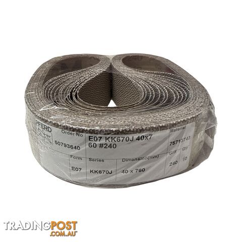 E07 KK670J Sander Belt 40 x 760mm 240Grit Pferd 75713743 10pk