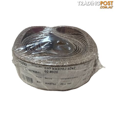 E07 KK670J Sander Belt 40 x 760mm 320Grit Pferd 75713744 10PK