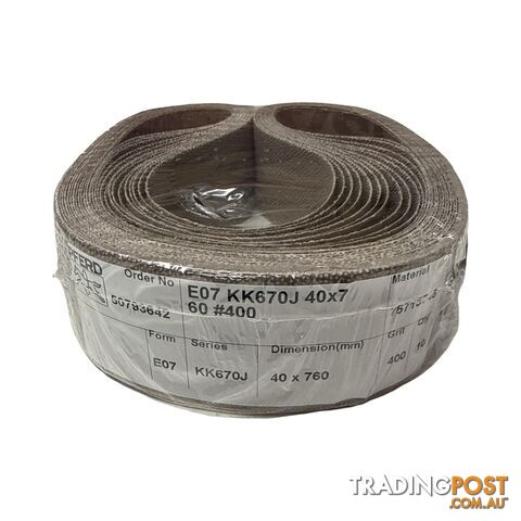 E07 KK670J Sander Belt 40 x 760mm 400Grit Pferd 75713745 10pk