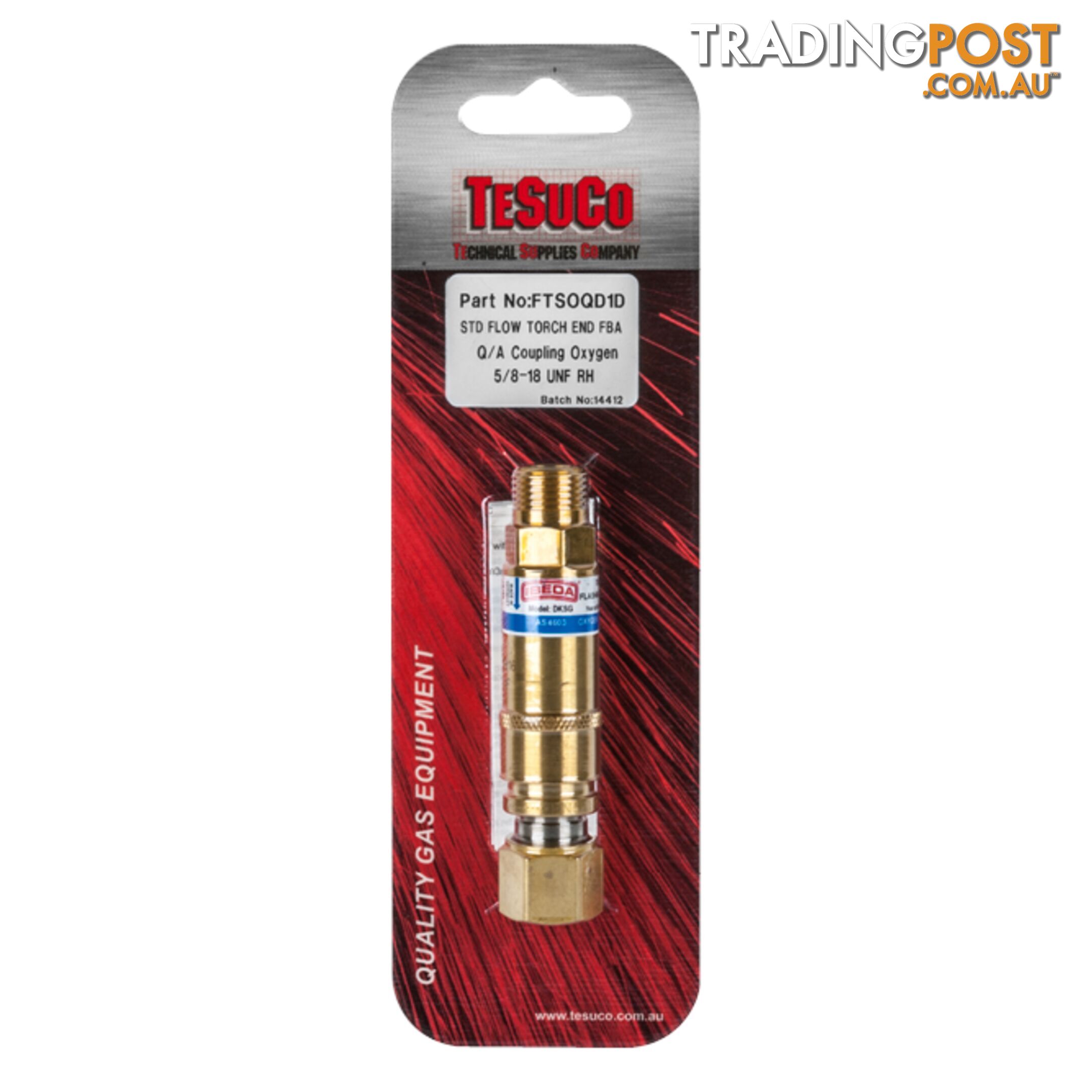 Flashback Arrestor Oxygen Std Flow Q/A Coupler Torch End FTSOQD1D