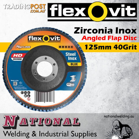 Zirconia Inox Angled Flap Disc 125mm 40Grit Flexovit Megaline 78072761220 - photo 2 of 2