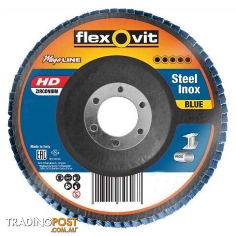Zirconia Inox Angled Flap Disc 125mm 40Grit Flexovit Megaline 78072761220 - photo 1 of 2