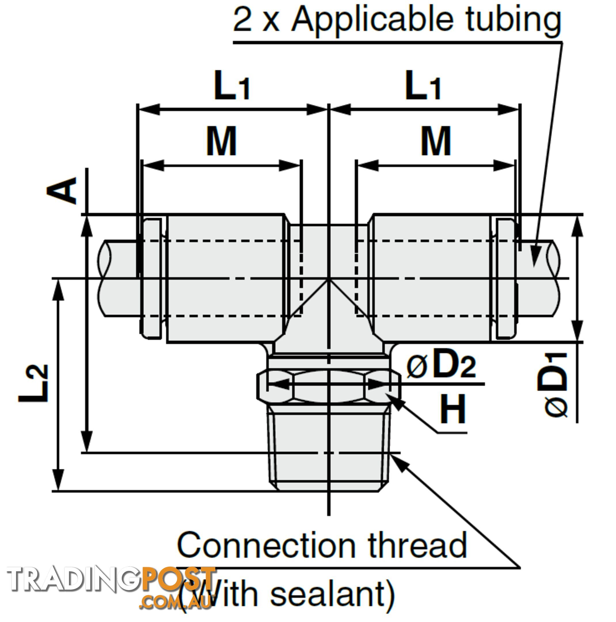 12mm Tees KQ2T12-04NS 12 x 1/2