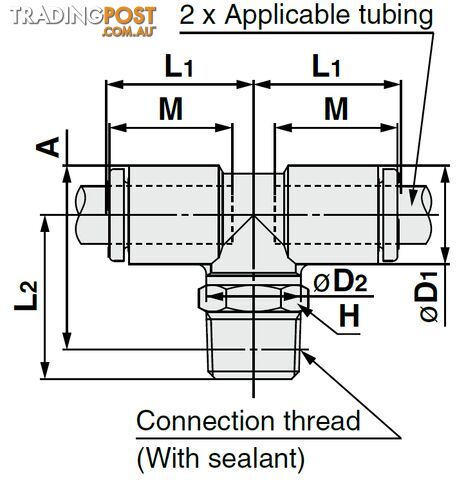 12mm Tees KQ2T12-04NS 12 x 1/2