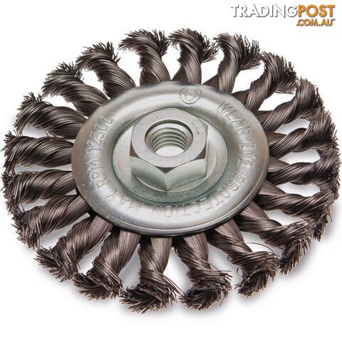 Twist Knot Wheel Brush Steel 85mm, 1/4" Round Shank ITM TM7003-085