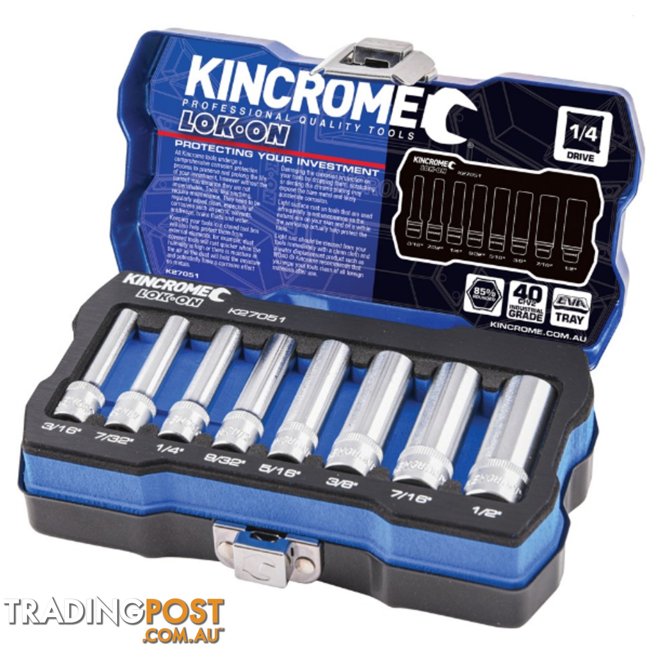 1/4 Drive Socket Set 8 Piece Deep Imperial Kincrome K27051