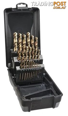 Saber 25 Piece HSS-Co5 (Cobalt) Jobber Drill Set in ABS Plastic Case Bordo...