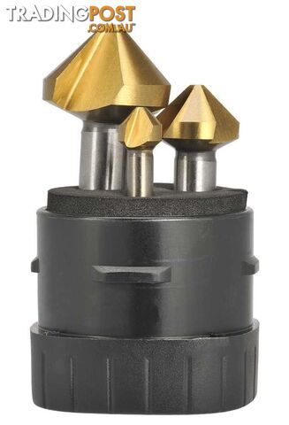 Countersink Set 3 Piece - Triple Flute Round Shank 90deg Saber Essential...
