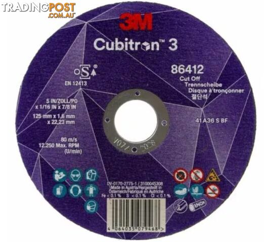 Cubitron™ 3 Cut-Off Wheel 125 x 1 x 22.23 mm 60+, T41 (86647) UU012137913 Each