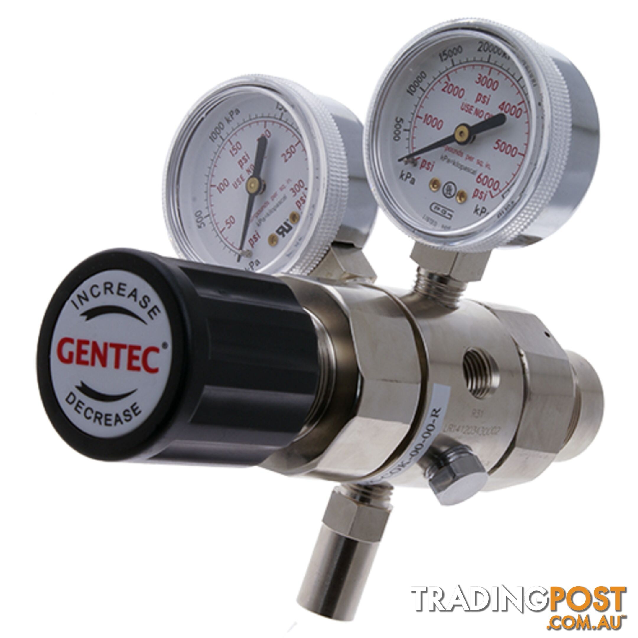 Gentec 2S Regulator 6.0 Purity CO2 Type 30 - Chrome Plated In: 30,000 kPa Out: 1700 kPa