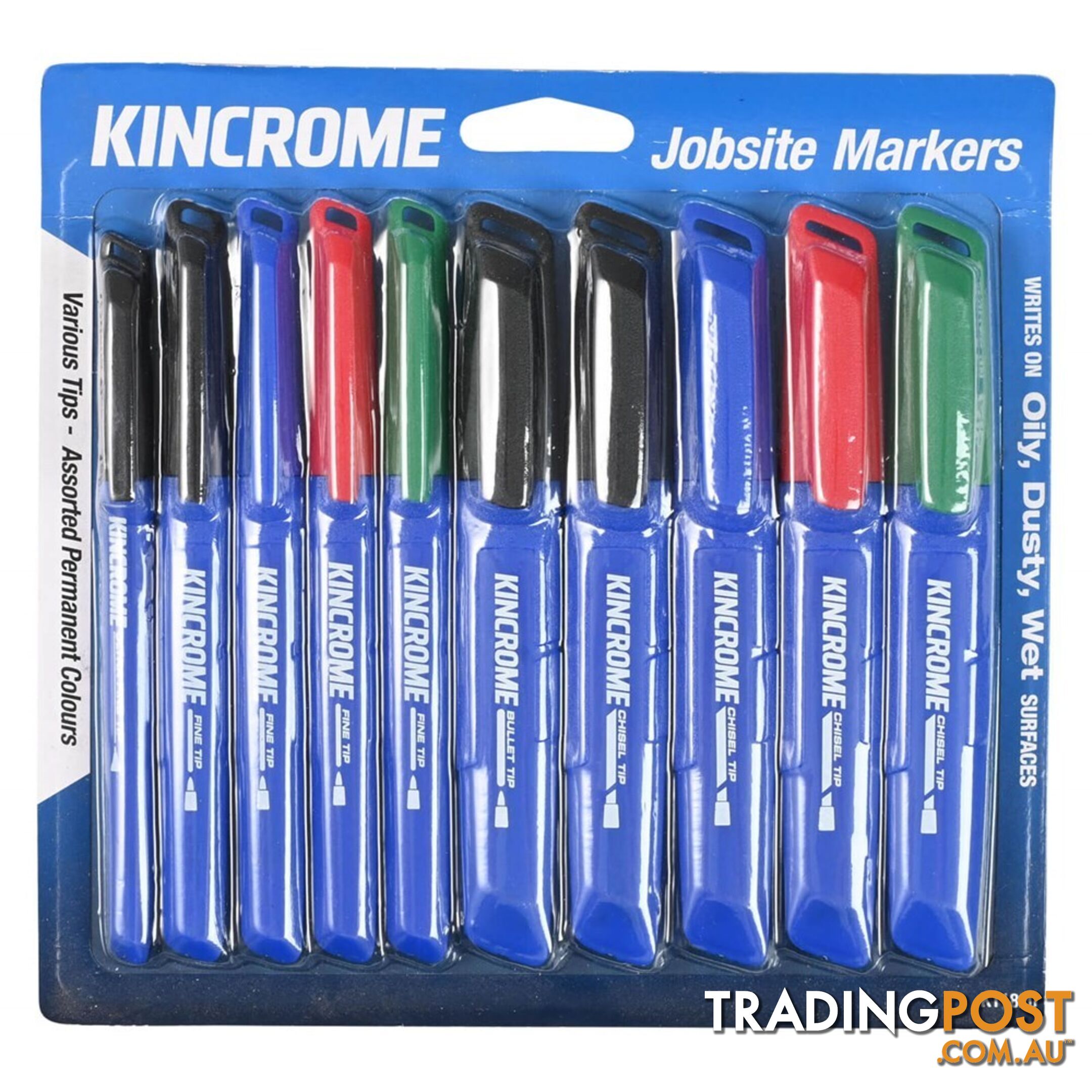 Permanent Marker Starter Pack 10 Piece Assorted Colours Kincrome K11820