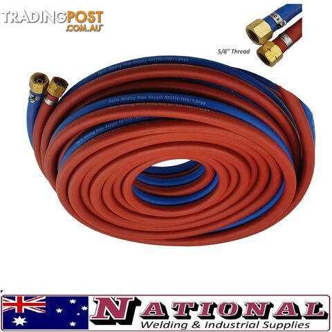 Harris Oxy / Acetylene 15 Metres 8mm Twin Hose With Fittings 8RBTH15MF