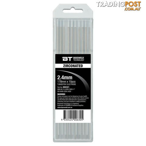 BT Zirconated Tungsten 2.4mm x 178mm Pkt 10 Bossweld 900321