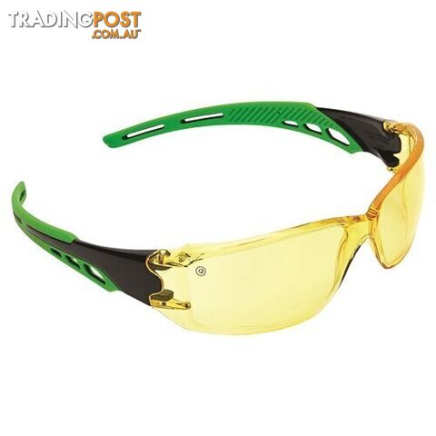 Cirrus Green Arms Safety Glasses Amber A/F Lens 9185