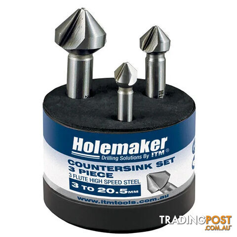 Countersink 3 Piece Flute Set 90 Degree Holemaker STSET-05