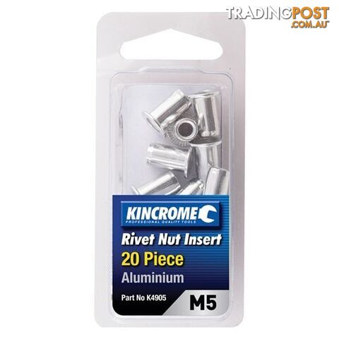 Rivet Nut Insert M5 (Aluminium) - 20 Pack Kincrome K4905