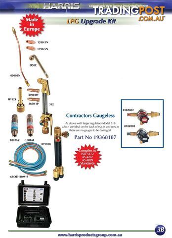 Contractors Oxy/LPG Kit With Model 801 Regulator Harris