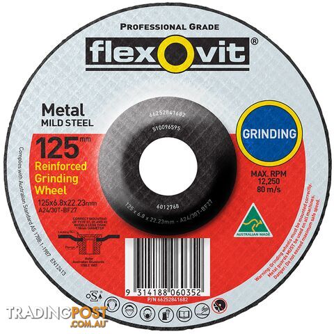 Grinding Wheel Mild Steel 125 x 6.8 x 22.23mm Type 27 AO FlexOvit 66252841682