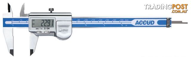 200mm Coolant Proof Dual Scale Digital IP67 Caliper Accud AC-112-008-12