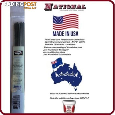Aluminium Brazing Cored Low Temperature 2mm Pkt : 20 Harris ALCOR2X500 Made in...
