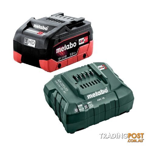 18V 5.5Ah Li-HD 1+1 Li-ion Cordless Battery & Charger Kit Metabo AU32100500