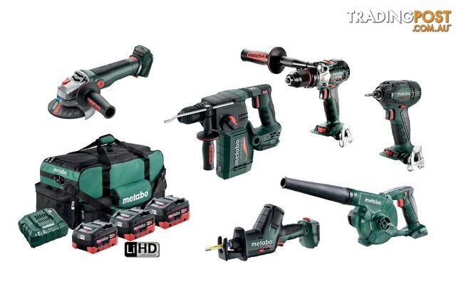 Brushless 6 Piece Cordless 18 V Battery Combo Kit Metabo MET18MX6LB3HD5.5EW...