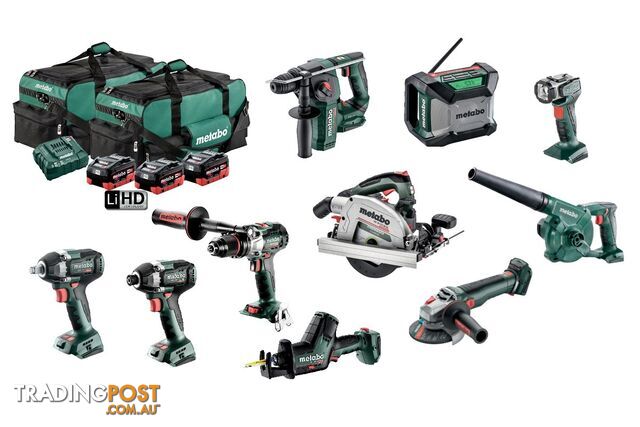 Brushless 10 Piece Cordless 18 V Battery Combo Kit Metabo MET18MX10LB3HD5.5GS...