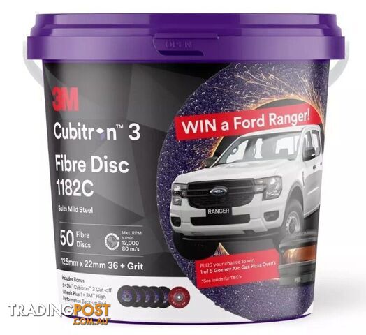 3M 1182C Abrasive Fibre Disc Bucket 5" 125mm AV011513205 50-Pack AV011513205