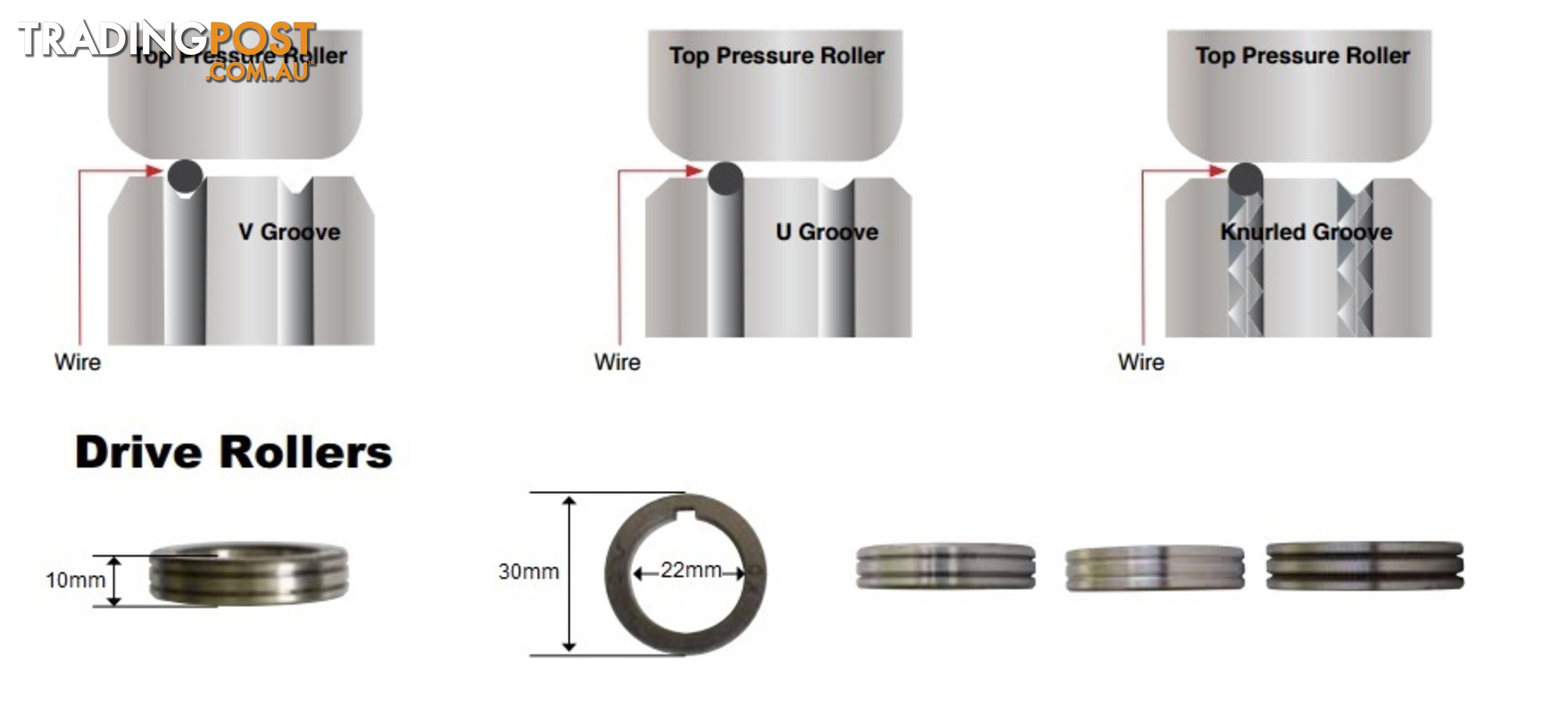 Feed Roller Drive Roller 30mm OD 22mm OD Unimig Razor Lincoln FR3022
