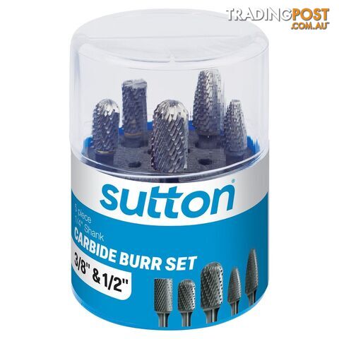 B900 SCB5 Carbide Burr Set 1/4 - Shank 3/8 & 1/2IN 5Pc Sutton Tools B900SCB5