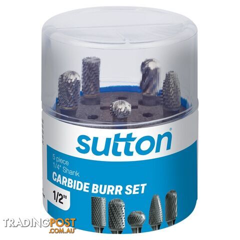 B900 SCB500 Carbide Burr Set 1/4 - Shank 1/2IN 5pc Sutton Tools B900SCB500