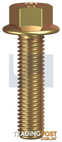 Zinc Yellow Passivate Finish Flanged Hex Bolt No Serr AF08 Class 8.8 Metric...