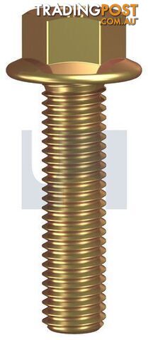 Zinc Yellow Passivate Finish Flanged Hex Bolt No Serr AF08 Class 8.8 Metric...