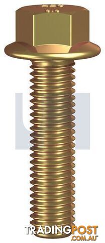 Zinc Yellow Passivate Finish Flanged Hex Bolt No Serr AF08 Class 8.8 Metric...